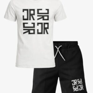 Set t-shirt/bermuda logato grigia/nero (2 anni - 16 anni) 100% cotone