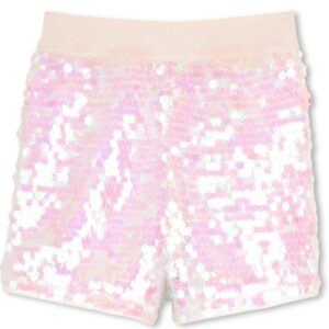 Short rosa con paillettes e elastico in vita (2 anni - 10 anni) 97% poliammide 3% fibra metallizzata