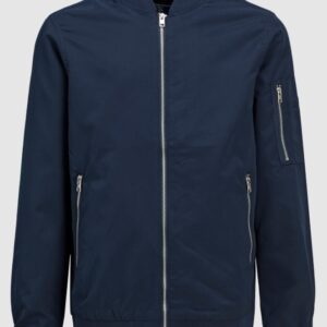 Giubbotto bomber blu con zip 100% poliestere