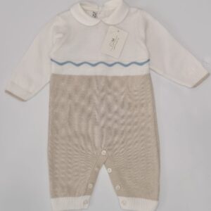 Tutina bianca/beige in filo (1 mese - 3 mesi)