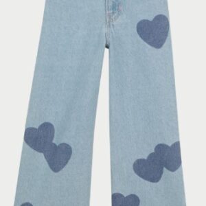 Pantalone di jeans con stampe cuori (2 anni - 10 anni) 100% cotone