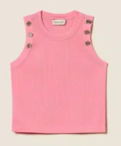 Top rosa con bottoni (8 anni - 16 anni) 65% viscosa 35% poliammide