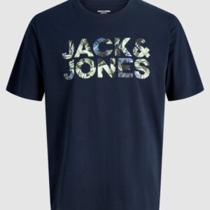 T-Shirt blu con logo frontale 100% cotone