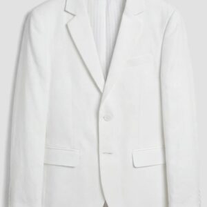GIACCA BIANCA REGULAR FIT IN SLUB DI LINO E VISCOSA