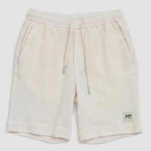 PANTALONI CORTI PANNA REGULAR FIT IN COTONE SOFT TOUCH EFFETTO CRINCKLE