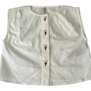 Camicia smanicata in cotone bianco con ricami 100% cotone