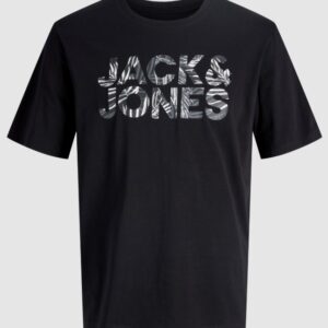 T-Shirt nera con logo frontale 100% cotone