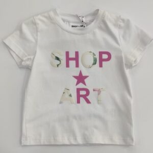 T-shirt bianca in cotone elasticizzato con lettere colorate (3 anni - 6 anni)100% cotone