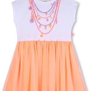 Vestito bianco con gonna in tulle arancio (4 anni - 10 anni) 100% poliestere