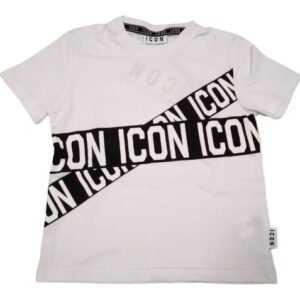 T-shirt bianco con strisce logate a contrasto (6 anni  - 16 anni) 100% cotone