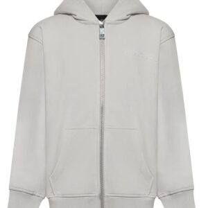 Felpa zip/cappuccio grigia logo posteriore (2 anni - 16 anni) 86% cotone 14% poliestere
