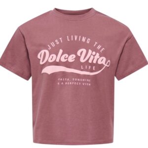 T-Shirt rosa antico con stampa frontale 100% cotone