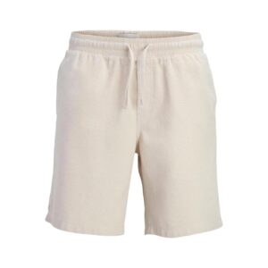 Jogger Shorts beige stropicciato con elastico in vita  100% cotone