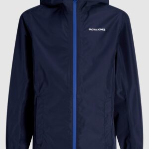 Giacca a vento blu con zip e cappuccio 100% poliestere