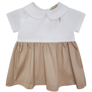 Mini dress bianco/beige in cotone (6 mesi - 6 anni) 97% cotone 3% elestan