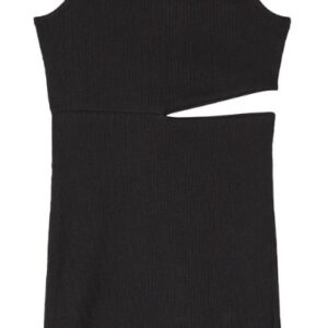 Abito nero a costine (8 anni - 16 anni) 92% cotone 8% elastan