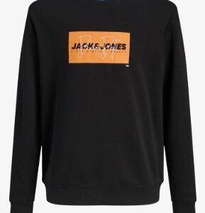 Felpa nera girocollo con stampa frontale 60% cotone 40% poliestere