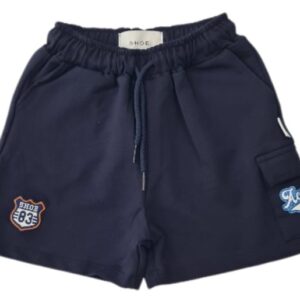Bermuda jogging blu con patchwork (3 anni  - 7 anni)
