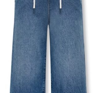 Jeans scuro largo con elastico in vita 100% cotone
