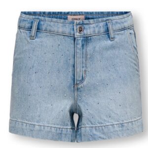 Shorts jeans con strass 100% cotone