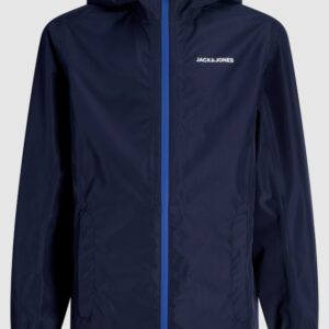 Giacca a vento blu con zip e cappuccio 100% poliestere
