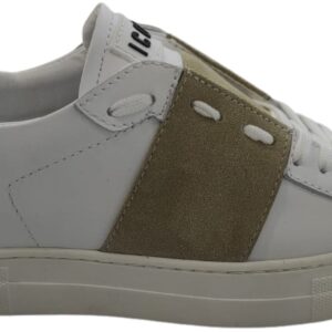 Sneakers bianca con fascia beige