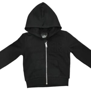 Felpa nera con cappuccio e zip (6 mesi - 3 anni) 86% cotone 14% poliestere