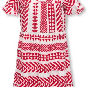 Vestito corto con disegni rosso/bianco 100% poliestere