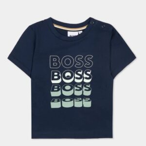 T-Shirt blu per neonato con logo ripetuto (6 mesi - 3 anni) 100% cotone