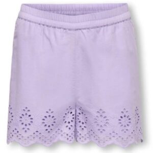 Shorts in cotone lilla con pizzo sangallo sotto 100% cotone