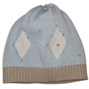 Cappellino azzurro e bianco in filo