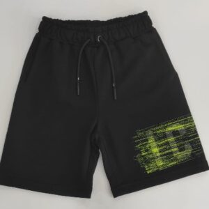 Bermuda nero con logo verde (6 anni  - 16 anni) 88% cotone 12% poliestere